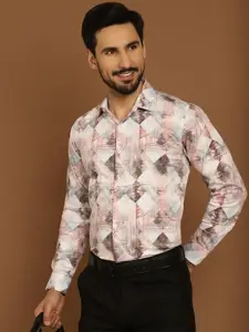 Indian Needle Classic Printed Spread Collar Long Sleeves Formal Shirt