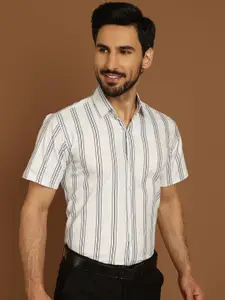 Indian Needle Classic Regular Fit Vertical Striped Half Sleeve Cotton Formal Shirt