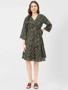 Moomaya V Neck Wrap Dress