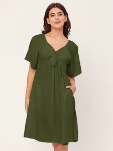 Moomaya Green Fit & Flare Dress