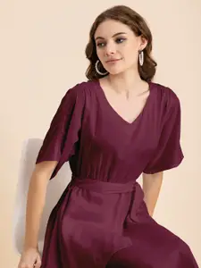 Moomaya V-Neck Short Sleeves A-Line Midi Dress