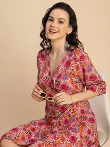 Moomaya Floral Printed Ruffles Maxi Dress