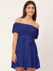 Moomaya Off-Shoulder Short Sleeves Fit & Flare Dress