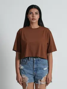 Bloopers Store Drop-Shoulder Sleeves Oversized Crop T-shirt
