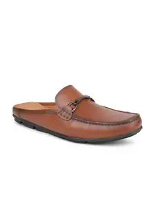 ATESBER by Inc.5 Men Buckle Detailed Leather Mules