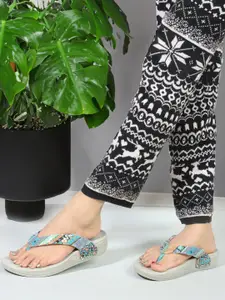 Carlton London sports Women Printed Embellished Detail Thong Flip-Flops