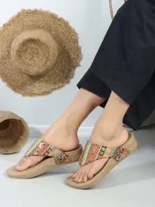 Carlton London sports Embellished Open Toe T-Strap Flats