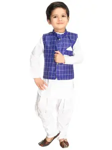 BAESD Boys Geometric Mandarin Collar Straight Kurta With Dhoti Pants