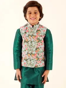 JBN Creation Boys Printed Mandarin Collar Sleeveless Nehru Jackets