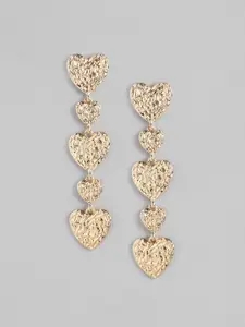 Forever New Signature Sally Textured Heart Shaped Gold-Plated Drop Earrings
