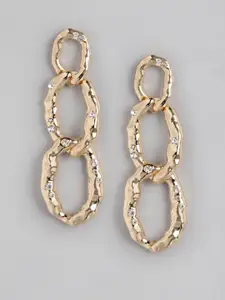 Forever New Signature Danika Crystal Textured Gold-Plated Oval Drop Earrings