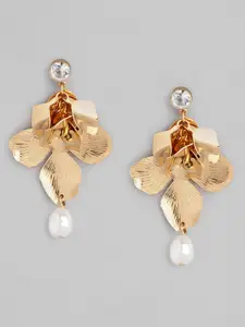 Forever New Mandie Metal Gold-Plated Floral Pearl Drop Earrings