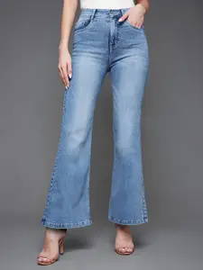 Miss Chase Women Wide Leg Shaping High-Rise Heavy Fade Stretchable Jeans