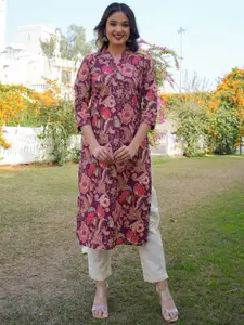 Vbuyz Floral Printed Cotton Straight Kurta