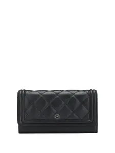 Da Milano Women Black Leather Two Fold Wallet