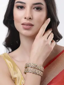 NVR Set of 2 Gold-Plated Kundan-studded Bangles