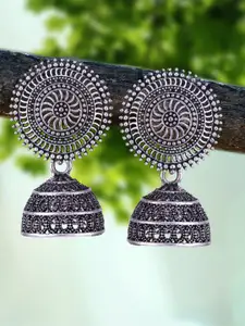 MEENAZ Pack of 4 Oxidised Silver Plated Silver Jhumkas