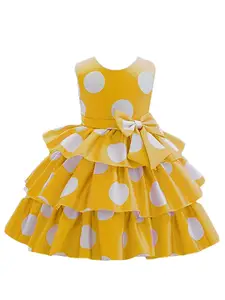BAESD Kids-Girls Geometric Print Satin Empire Party Dress