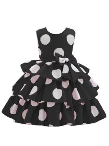 BAESD Girls Geometric Printed Satin Fit & Flare Opaque Party Dress