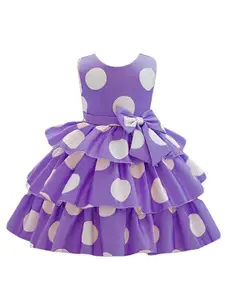 BAESD Girls Printed Satin Fit & Flare Party Dress