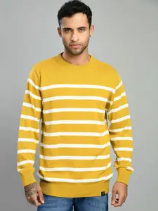 SQUIREHOOD Striped Round Neck Cotton Slim Fit Pullover