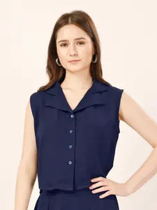 Fashfun Relaxed Spread Collar Sleeveless Casual Shirt