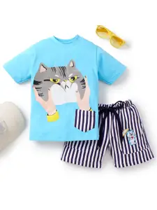 Knit N Knot Boys Graphic Printed T-shirt with Shorts