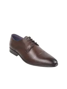 Mochi Men Textured Leather Formal Derbys Shoes