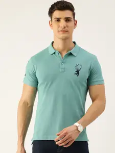 PORTBLAIR Polo Collar Short Sleeves Embroidered T-shirt