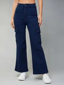 DOLCE CRUDO Women Wide Leg High-Rise Stretchable Jeans