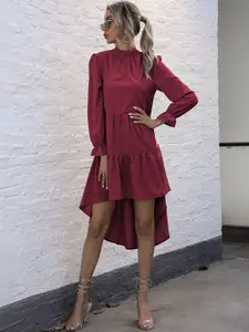 StyleCast Maroon Layered Tiered A-Line Dress