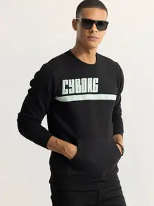 Snitch Black Typography Printed Cotton Sweatshirt