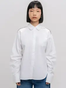 FREAKINS Cotton Mandarin Collar Curved Regular Fit Casual Shirt