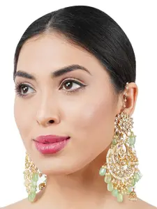 AURAA TRENDS Gold Plated Kundan-Studded Classic Chandbalis