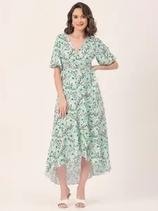Moomaya Floral Print Flared Sleeve Midi Dress