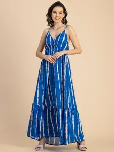 Moomaya Tie & Dyed Printed A-Line Maxi Dress