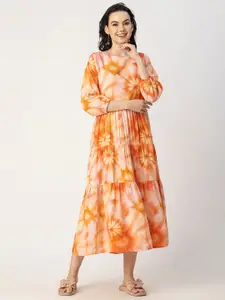 Moomaya Tie and Dye Dyed A-Line Midi Dress