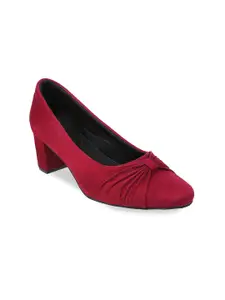 Metro Round Toe Block Heeled Pumps With Bows