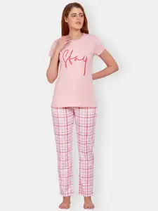 MAYSIXTY Typography Printed Pure Cotton Night suit