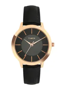 Timex Women Brass Dial & Leather Straps Analogue Watch TWEL99SMU06