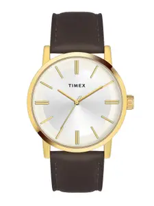 Timex Men Brass Dial & Leather Straps Analogue Watch TWHG35SMU01