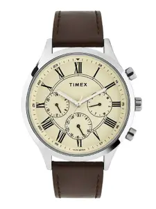 Timex Men Brass Dial & Leather Straps Analogue Chronograph Watch TWHG03SMU11