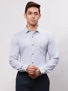 Park Avenue Spread Collar Slim Fit Cotton Opaque Checked Formal Shirt