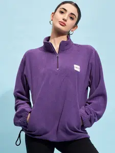 STREET 9 Purple Mock Collar Oversized Sweatshirt