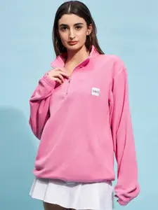 STREET 9 Pink Mock Collar Oversized Sweatshirt