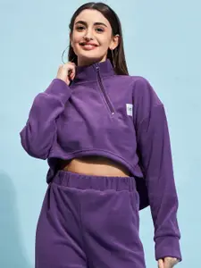 STREET 9 Purple Mock Collar Crop Sweatshirt
