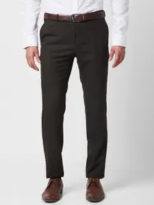 Raymond Men Textured Self Design Slim Fit Formal Trousers
