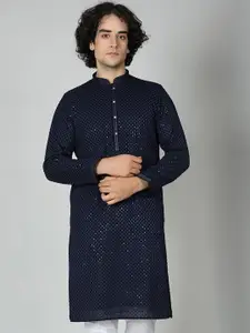 MAAHI FABS Ethnic Motifs Embroidered Mandarin Collar Straight Kurta
