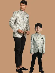 VASTRAMAY Self-designed Woven Slim-fit Jodhpuri Bandhgala Blazer