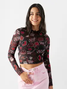 The Souled Store Conversational Printed Crop Top